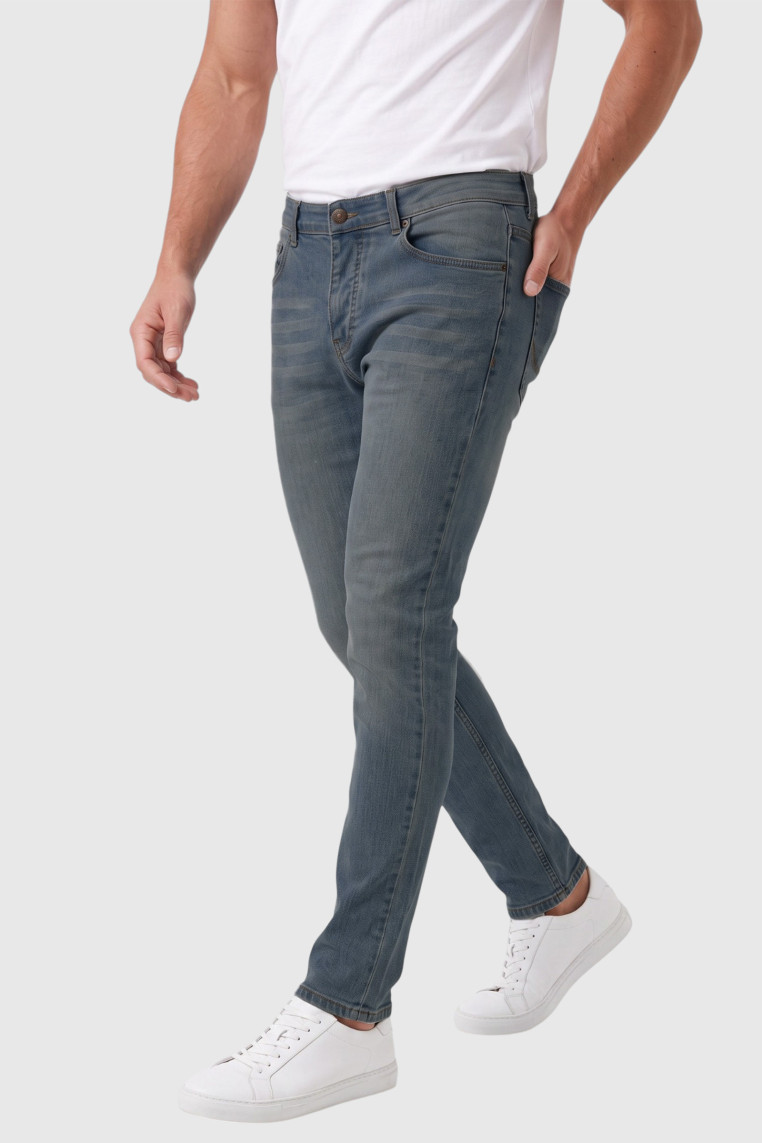 DeepSEA Erkek Slim Fit Dar Kesim Likralı Taşlanmış Pamuklu Kot Pantolon – Düğme Kapamalı Jean 2605153
