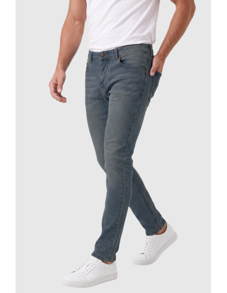 DeepSEA Erkek Slim Fit Dar Kesim Likralı Taşlanmış Pamuklu Kot Pantolon – Düğme Kapamalı Jean 2605153