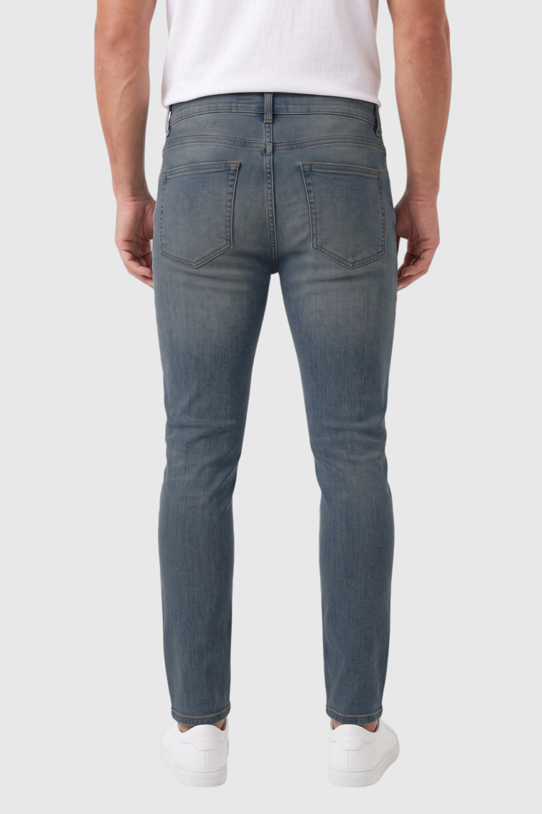 DeepSEA Erkek Slim Fit Dar Kesim Likralı Taşlanmış Pamuklu Kot Pantolon – Düğme Kapamalı Jean 2605153