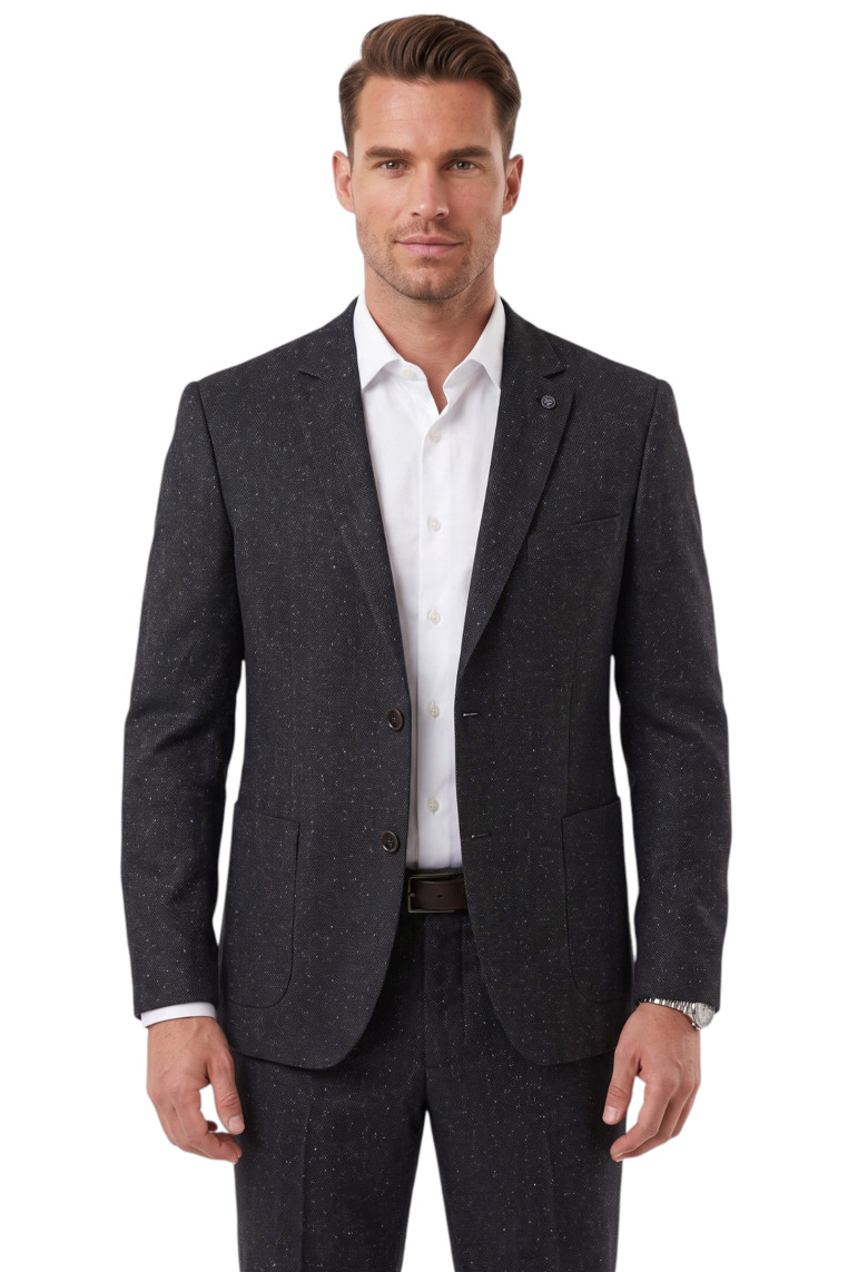DeepSEA Erkek Slim Fit Balıksırtı Kırçıllı Kışlık Takım Elbise – Çift Düğmeli Spor Şık 2703329