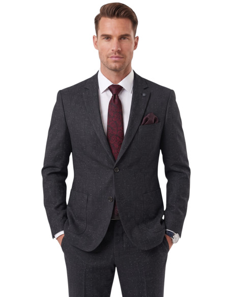 DeepSEA Erkek Slim Fit Balıksırtı Kırçıllı Kışlık Takım Elbise – Çift Düğmeli Spor Şık 2703329