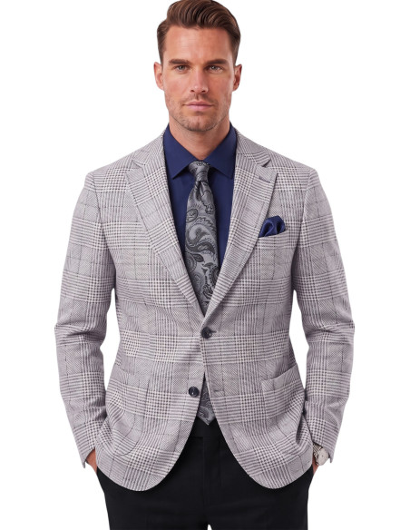 DeepSEA Erkek Slim Fit Likralı Blazer Ceket – Gofre Dokulu Esnek Çift Düğmeli Spor Ceket 2600813