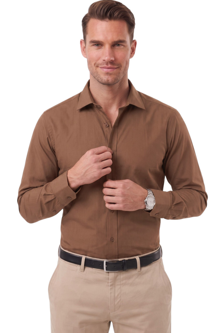 DeepSEA Erkek Slim Fit Pamuk Saten Gömlek – Kolay Ütülenebilir, Büyük Beden Seçenekli 2209615