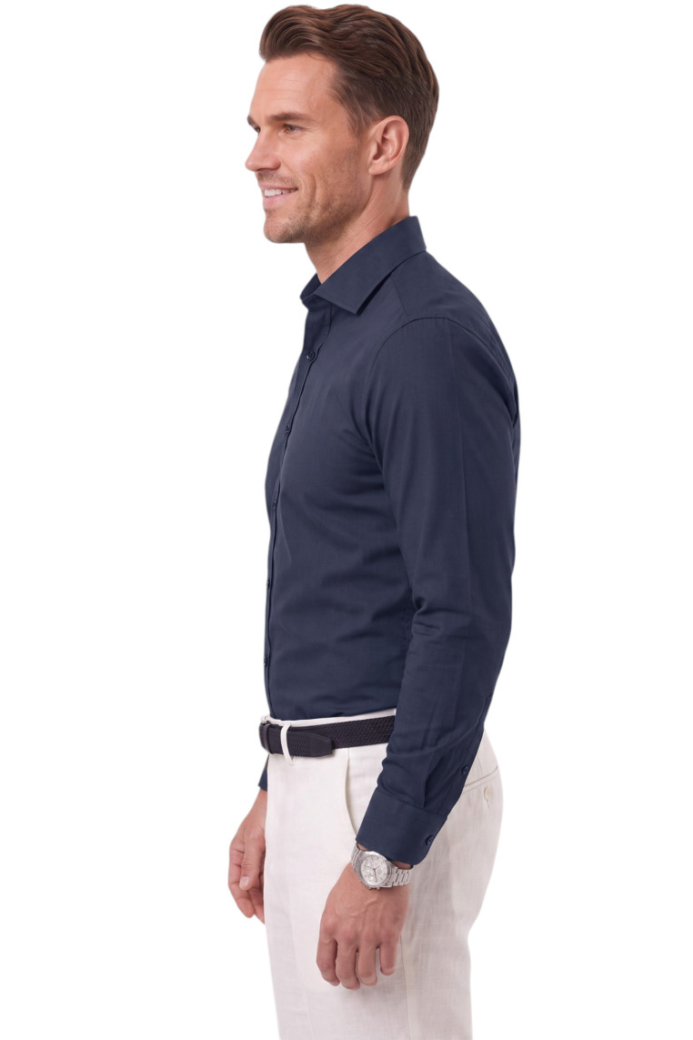 DeepSEA Erkek Slim Fit Pamuk Saten Gömlek – Kolay Ütülenebilir, Büyük Beden Seçenekli 2209615
