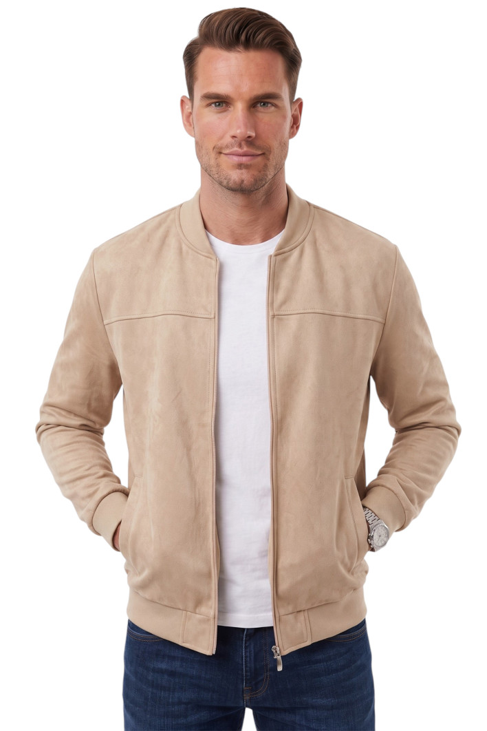 DeepSEA Erkek Slim Fit Likralı Süet Ceket – Kırışmayan Ütü Gerektirmeyen Mevsimlik Mont 2504334 2