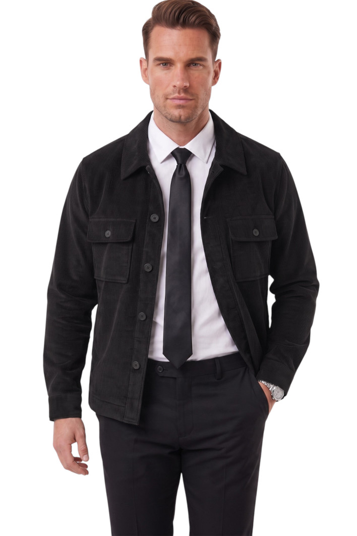 DeepSEA Erkek Slim Fit Fitilli Kadife Ceket – %100 Pamuk Düğmeli Cepli Astarsız 2701104 2
