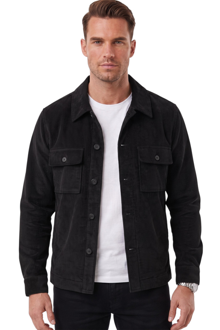 DeepSEA Erkek Slim Fit Fitilli Kadife Ceket – %100 Pamuk Düğmeli Cepli Astarsız 2701104