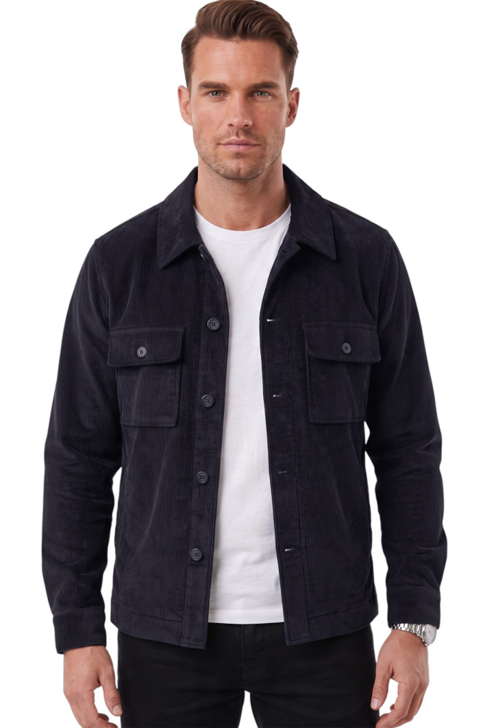 DeepSEA Erkek Slim Fit Fitilli Kadife Ceket – %100 Pamuk Düğmeli Cepli Astarsız 2701104 2