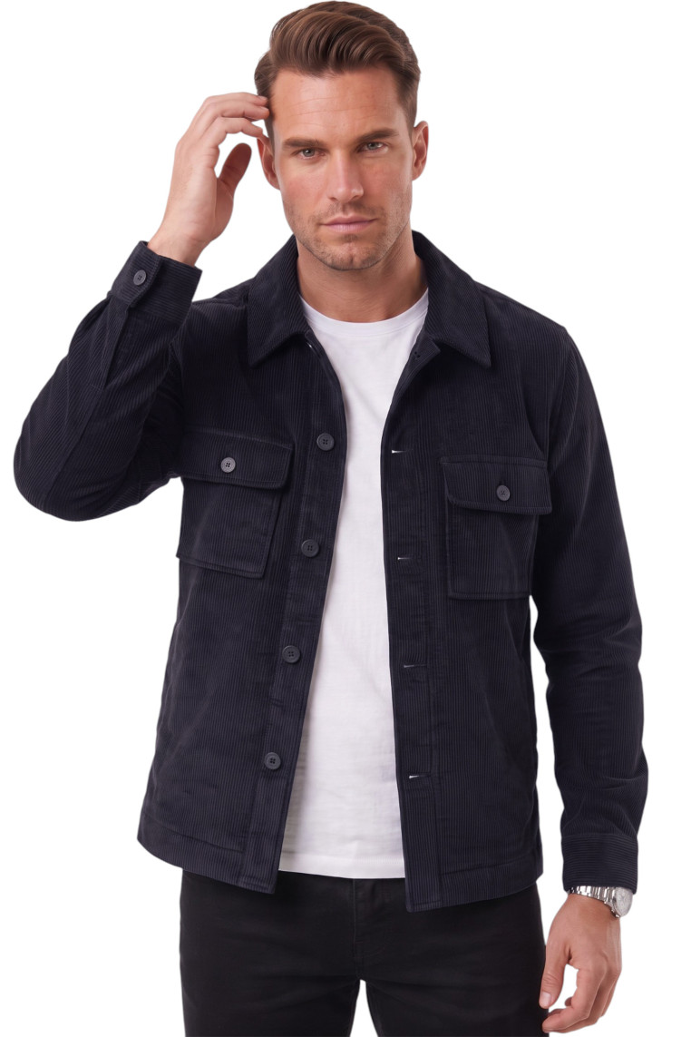DeepSEA Erkek Slim Fit Fitilli Kadife Ceket – %100 Pamuk Düğmeli Cepli Astarsız 2701104