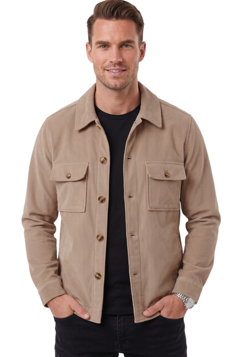 DeepSEA Erkek Slim Fit Fitilli Kadife Ceket – %100 Pamuk Düğmeli Cepli Astarsız 2701104