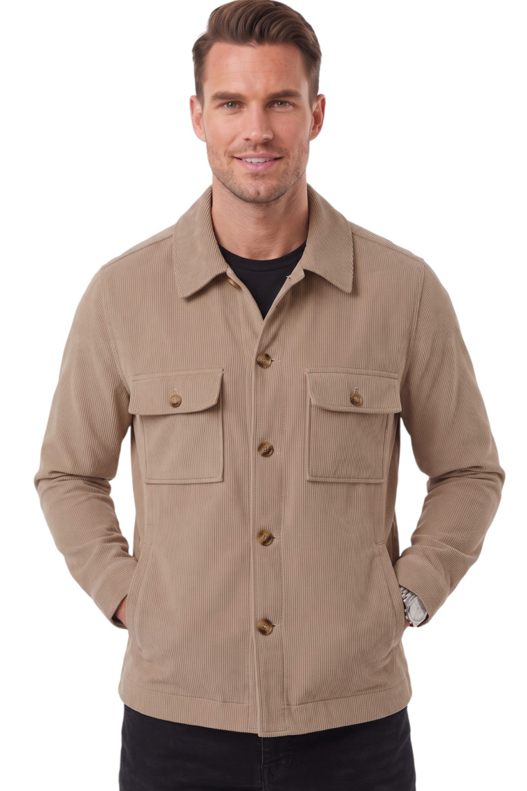 DeepSEA Erkek Slim Fit Fitilli Kadife Ceket – %100 Pamuk Düğmeli Cepli Astarsız 2701104