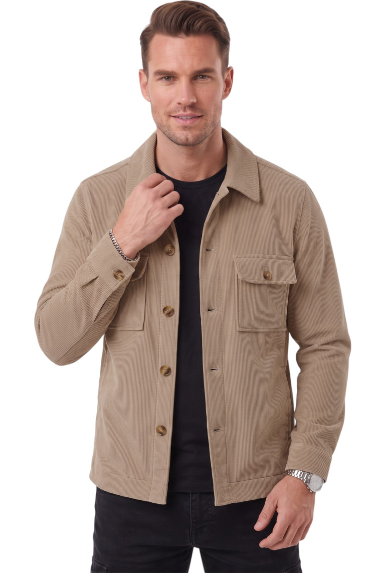 DeepSEA Erkek Slim Fit Fitilli Kadife Ceket – %100 Pamuk Düğmeli Cepli Astarsız 2701104