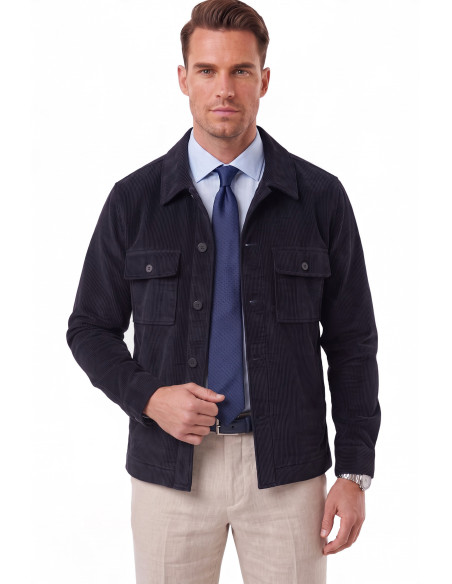 DeepSEA Erkek Slim Fit Fitilli Kadife Ceket – %100 Pamuk Düğmeli Cepli Astarsız 2701104