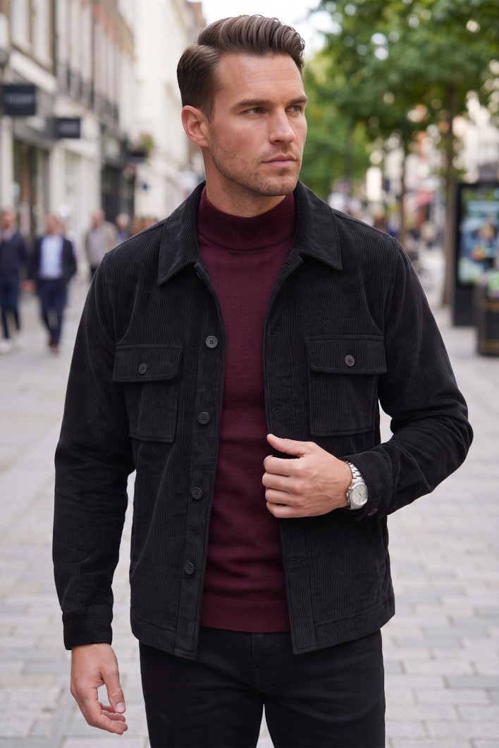 DeepSEA Erkek Slim Fit Fitilli Kadife Ceket – %100 Pamuk Düğmeli Cepli Astarsız 2701104