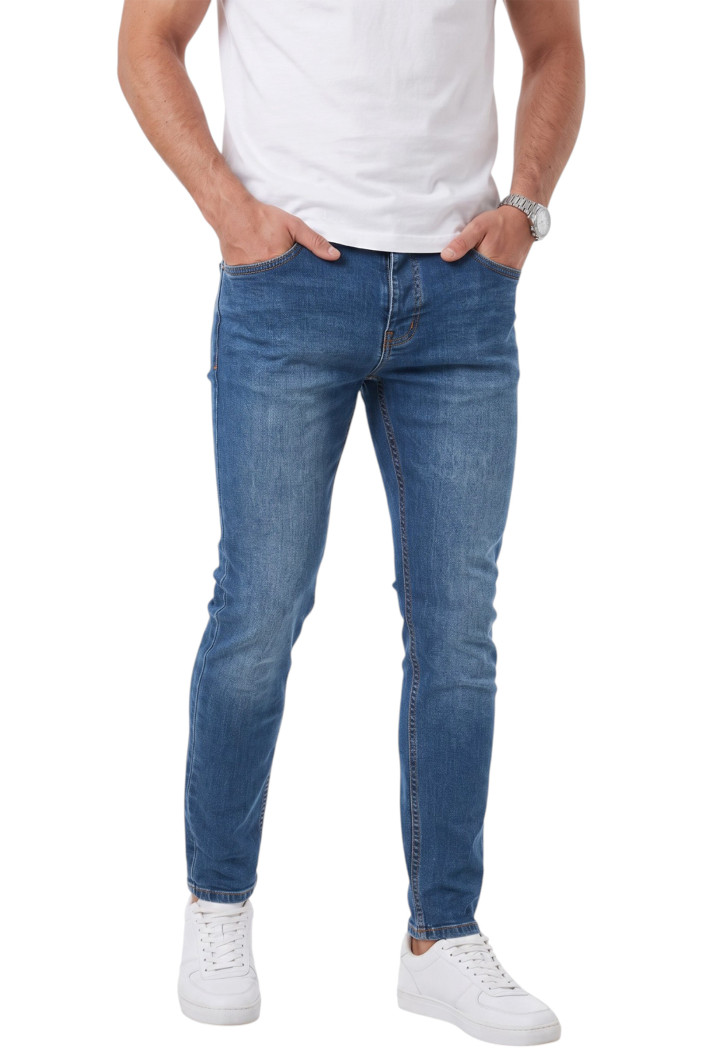 DeepSEA Erkek Slim Fit Likralı Taşlanmış Jean – Yumuşak Dokulu Esnek Dar Paça Kot Pantolon 2602093