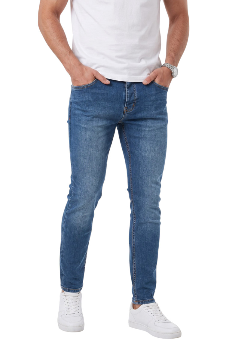 DeepSEA Erkek Slim Fit Likralı Taşlanmış Jean – Yumuşak Dokulu Esnek Dar Paça Kot Pantolon 2602093
