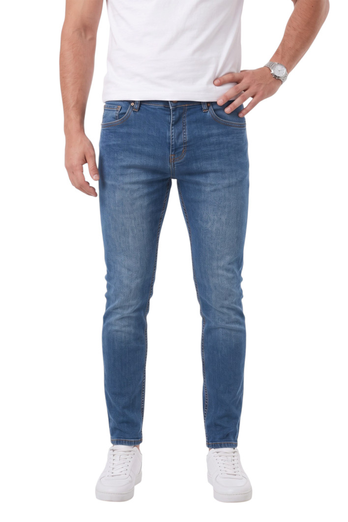 DeepSEA Erkek Slim Fit Likralı Taşlanmış Jean – Yumuşak Dokulu Esnek Dar Paça Kot Pantolon 2602093 2