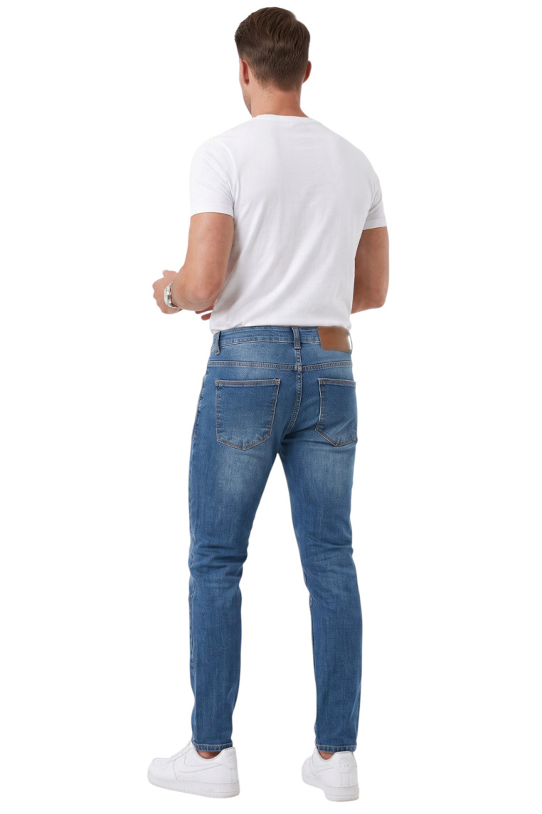DeepSEA Erkek Slim Fit Likralı Taşlanmış Jean – Yumuşak Dokulu Esnek Dar Paça Kot Pantolon 2602093
