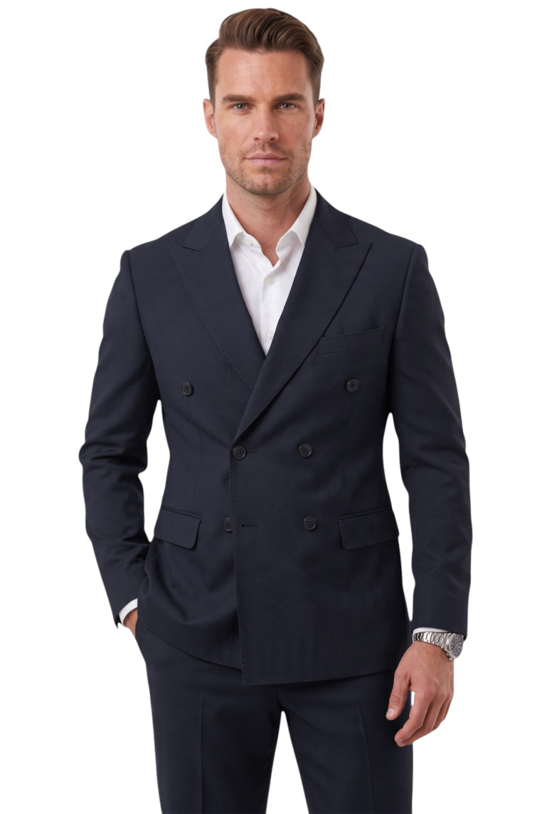 DeepSEA Erkek Slim Fit Kruvaze Takım Elbise – Likralı Spor Şık Business 2702414