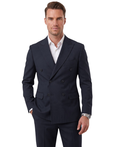 DeepSEA Erkek Slim Fit Kruvaze Takım Elbise – Likralı Spor Şık Business 2702414