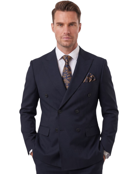 DeepSEA Erkek Slim Fit Kruvaze Takım Elbise – Likralı Spor Şık Business 2702414