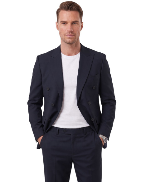 DeepSEA Erkek Slim Fit Kruvaze Takım Elbise – Likralı Spor Şık Business 2702414