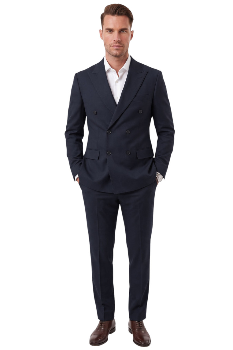 DeepSEA Erkek Slim Fit Kruvaze Takım Elbise – Likralı Spor Şık Business 2702414