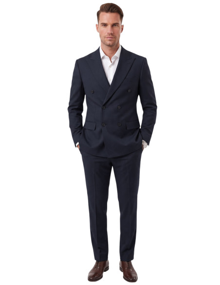 DeepSEA Erkek Slim Fit Kruvaze Takım Elbise – Likralı Spor Şık Business 2702414