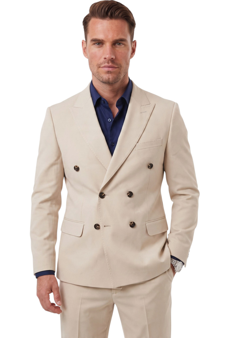 DeepSEA Erkek Slim Fit Kruvaze Takım Elbise – Likralı Spor Şık Business 2702414