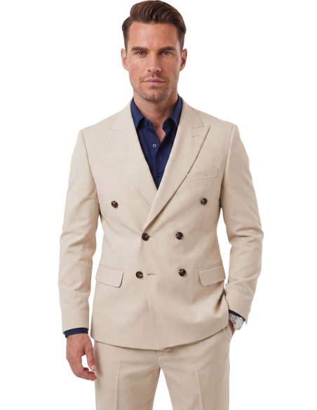 DeepSEA Erkek Slim Fit Kruvaze Takım Elbise – Likralı Spor Şık Business 2702414
