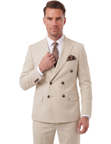 DeepSEA Erkek Slim Fit Kruvaze Takım Elbise – Likralı Spor Şık Business 2702414