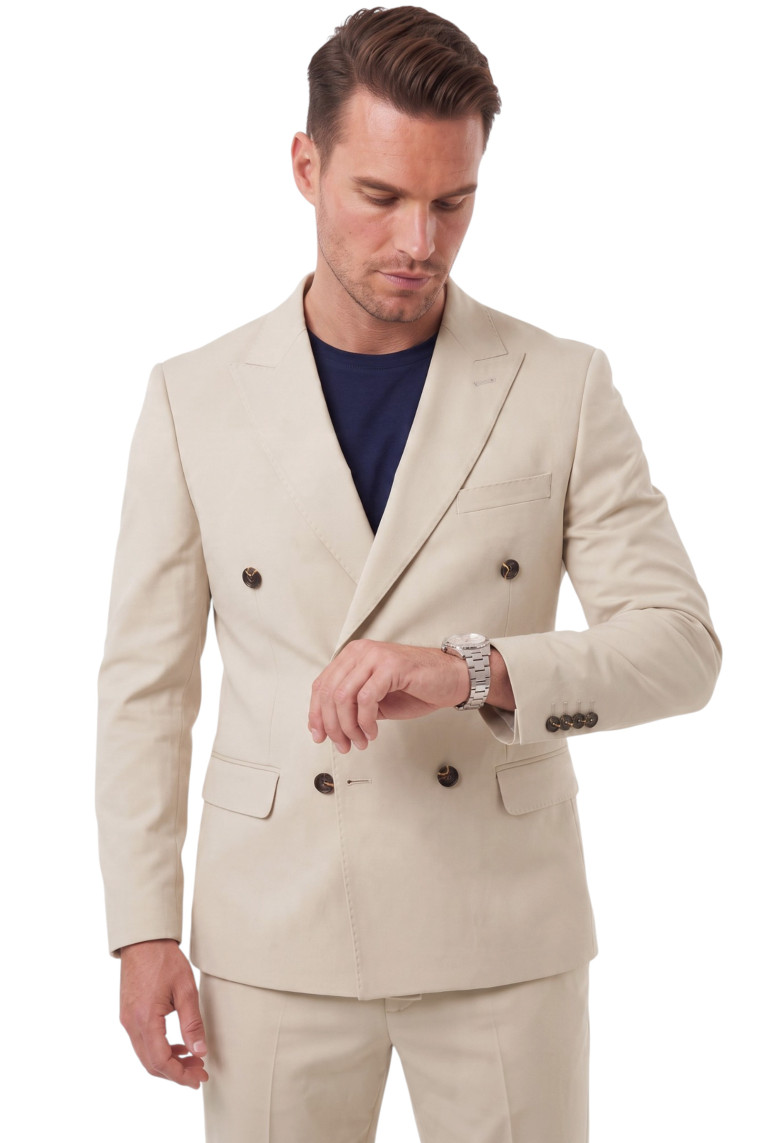 DeepSEA Erkek Slim Fit Kruvaze Takım Elbise – Likralı Spor Şık Business 2702414