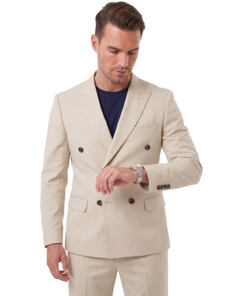 DeepSEA Erkek Slim Fit Kruvaze Takım Elbise – Likralı Spor Şık Business 2702414