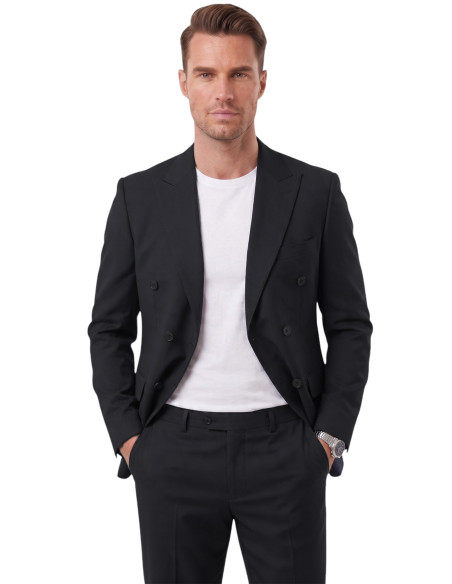 DeepSEA Erkek Slim Fit Kruvaze Takım Elbise – Likralı Spor Şık Business 2702414
