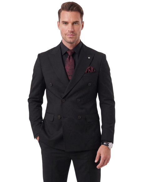 DeepSEA Erkek Slim Fit Kruvaze Takım Elbise – Likralı Spor Şık Business 2702414