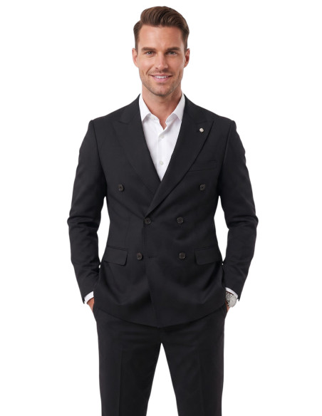 DeepSEA Erkek Slim Fit Kruvaze Takım Elbise – Likralı Spor Şık Business 2702414