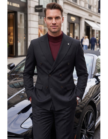 DeepSEA Erkek Slim Fit Kruvaze Takım Elbise – Likralı Spor Şık Business 2702414