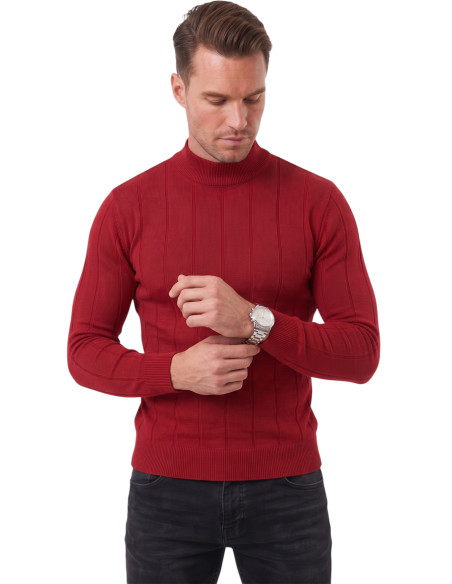 DeepSEA Erkek Slim Fit Yarım Balıkçı Yaka Çizgi Dokulu Triko Kazak 2505503