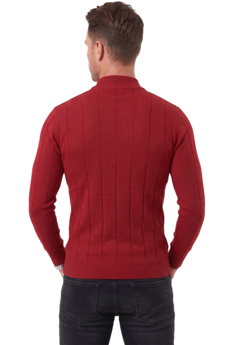DeepSEA Erkek Slim Fit Yarım Balıkçı Yaka Çizgi Dokulu Triko Kazak 2505503