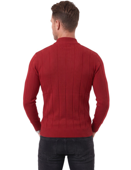 DeepSEA Erkek Slim Fit Yarım Balıkçı Yaka Çizgi Dokulu Triko Kazak 2505503