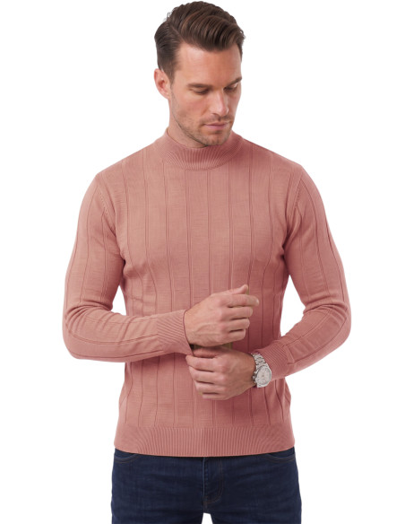 DeepSEA Erkek Slim Fit Yarım Balıkçı Yaka Çizgi Dokulu Triko Kazak 2505503