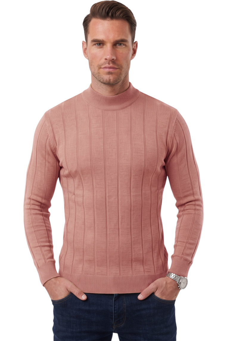 DeepSEA Erkek Slim Fit Yarım Balıkçı Yaka Çizgi Dokulu Triko Kazak 2505503