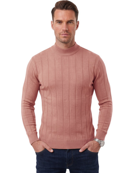 DeepSEA Erkek Slim Fit Yarım Balıkçı Yaka Çizgi Dokulu Triko Kazak 2505503