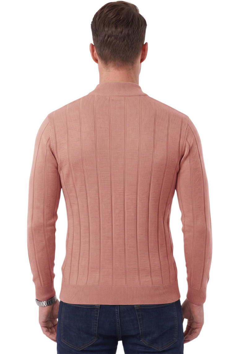 DeepSEA Erkek Slim Fit Yarım Balıkçı Yaka Çizgi Dokulu Triko Kazak 2505503