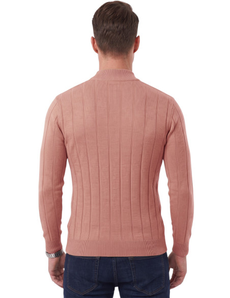 DeepSEA Erkek Slim Fit Yarım Balıkçı Yaka Çizgi Dokulu Triko Kazak 2505503