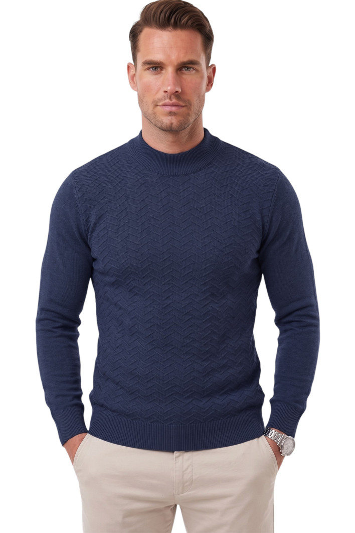 DeepSEA Zigzag Desenli Yarım Balıkçı Yaka Dar Kesim Boğazlı Kazak 2505496 2