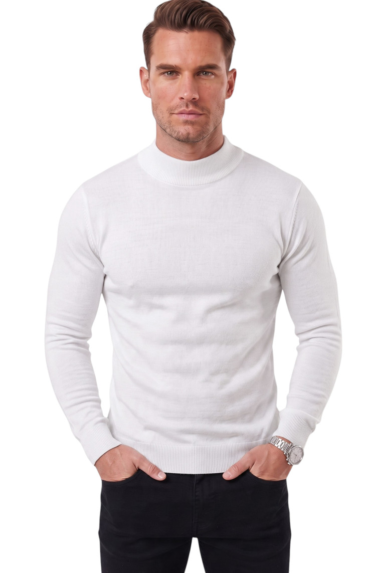 DeepSEA Slim Fit Yarım Balıkçı Yaka Likralı İnce Triko Erkek Yarım Boğazlı Kazak 2505502