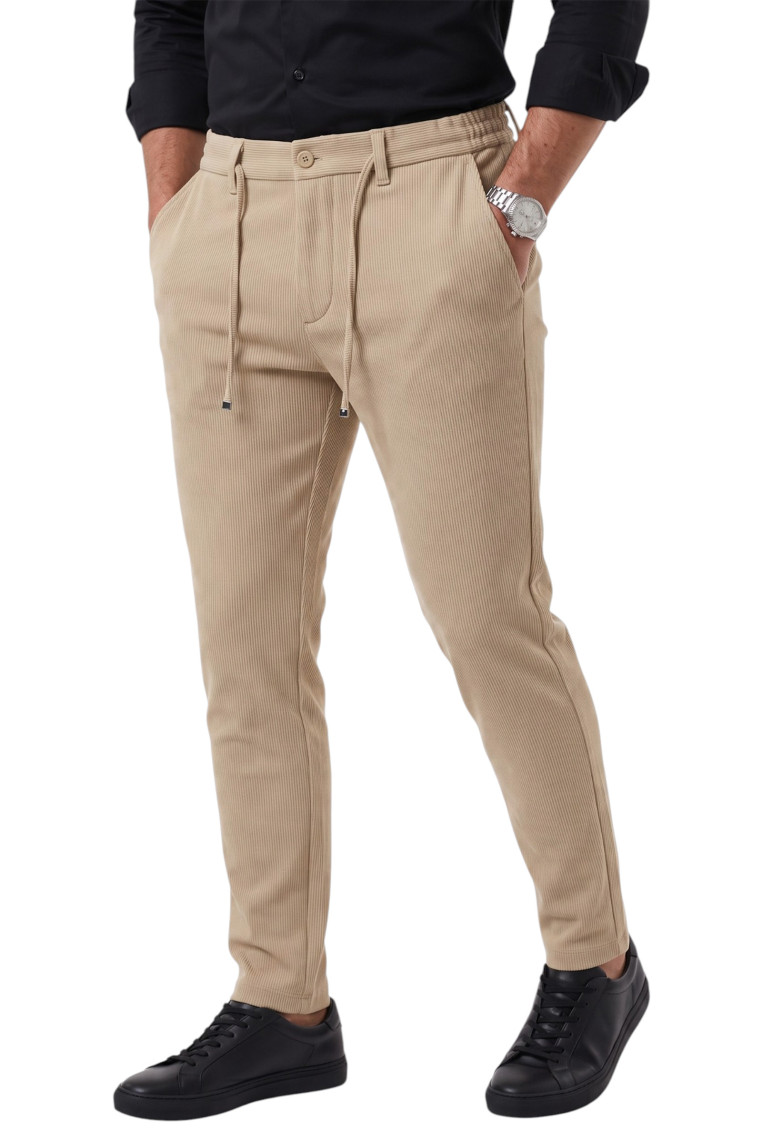 DeepSEA Erkek Slim Fit Fitilli Pantolon – İpli Esnek Bel Pamuklu Kışlık 2701300