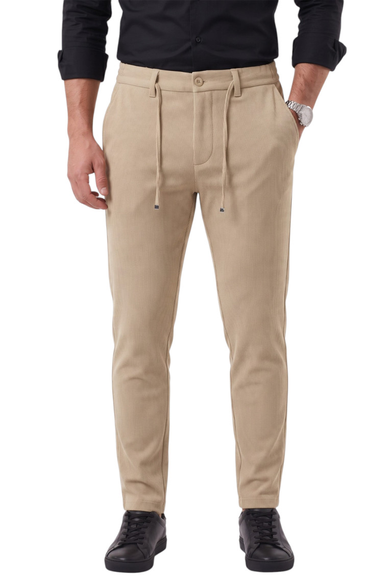 DeepSEA Erkek Slim Fit Fitilli Pantolon – İpli Esnek Bel Pamuklu Kışlık 2701300